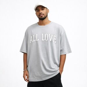 Original Use ALL LOVE Graphic T-Shirt Men’s 4XL Gray Oversized Streetwear Cotton